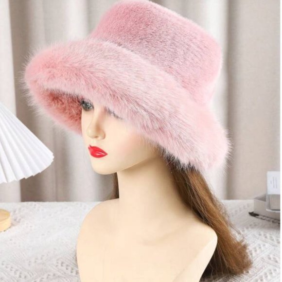Accessories - Pink Furry Bucket Winter Hat